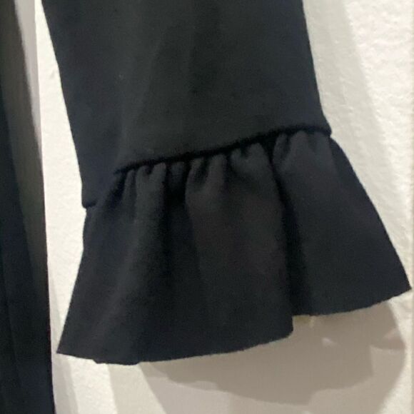 Zara black 3/4 sleeve ruffle front, back, collar and cuffs Dress size 8 - Picture 7 of 12